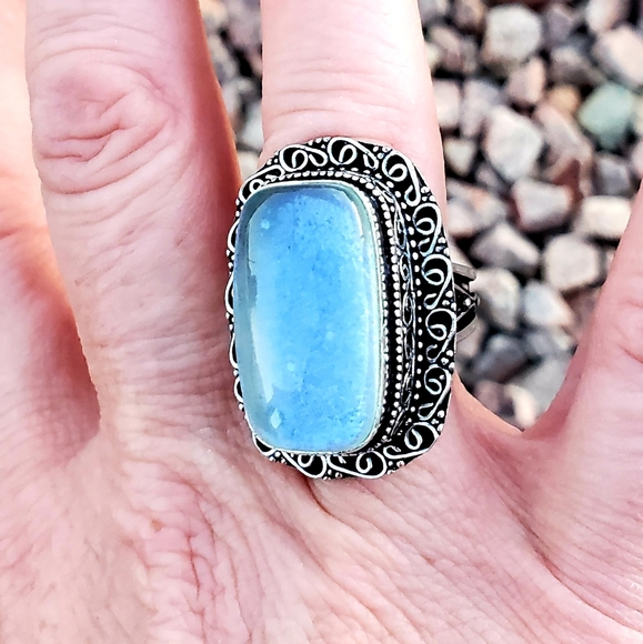 New Dichroic Glass 925 Silver Ring - Picture 12 of 14